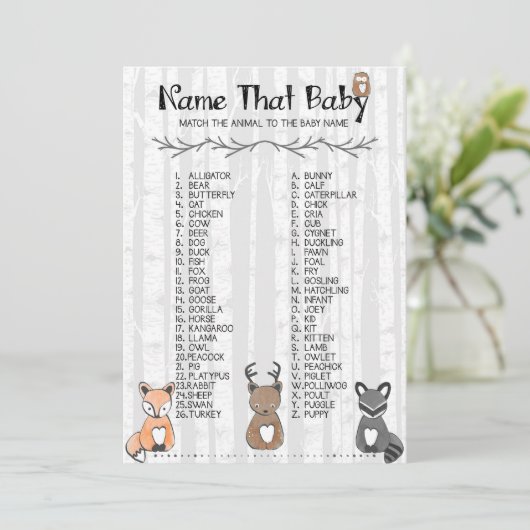 Noem het Baby-spel Kaart (Staand voorkant)