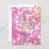 Noem het een plan - Roze Inspirerend Citaat Briefkaart (Voorkant / Achterkant)