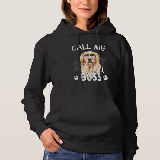 Noem me Boss Golden Retriever Hondenras Hoodie (Voorkant)