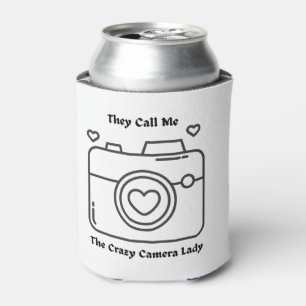 Noem me de Crazy Camera Lady op een Koelbox Blikjeskoeler