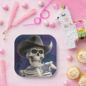 Noem me "Doc Botten", griezelige Skeleton Sheriff Papieren Bordje (Feest)