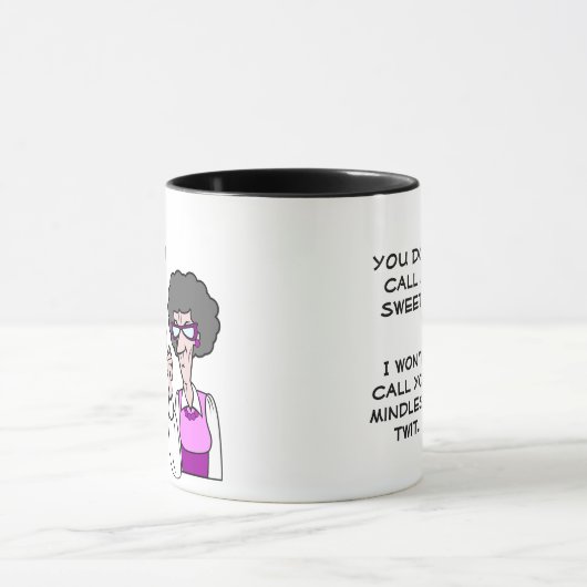 Noem me geen schatje, hersenloze twit mok (Midden)