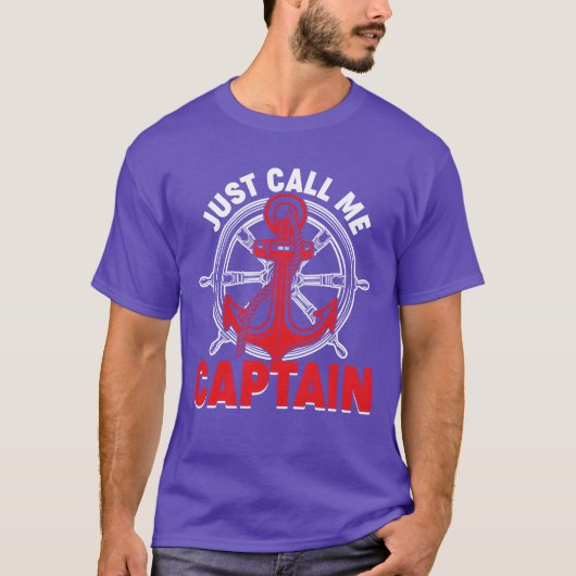 Noem me gewoon kapitein varen zeiler anker boot t-shirt (Voorkant)