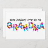 Noem me kleinma Crochet Letters Child Names Kaart (Voorkant / Achterkant)