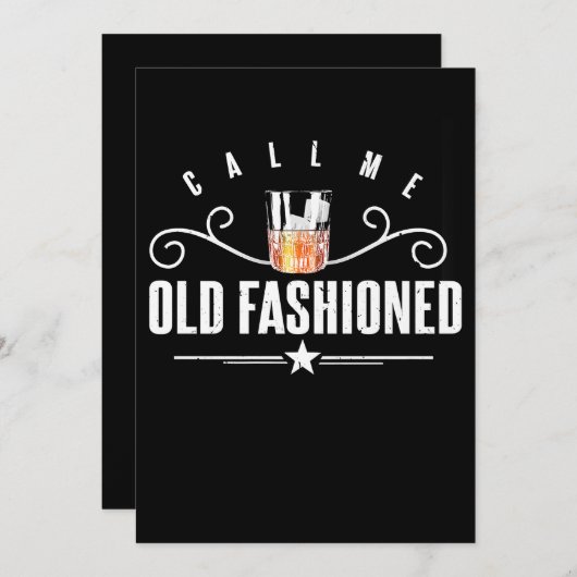 Noem me oude, gefashioned grappny Whiskey en Bourb Bedankkaart (Voorkant / Achterkant)