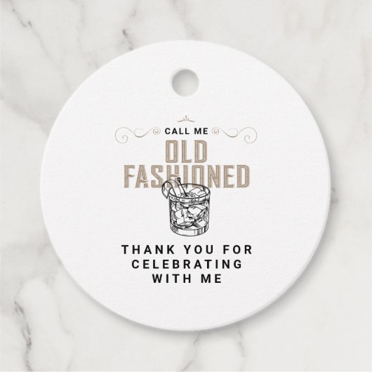 Noem me ouderwetse retro witte whisky verjaardag bedankjes labels (Voorkant)