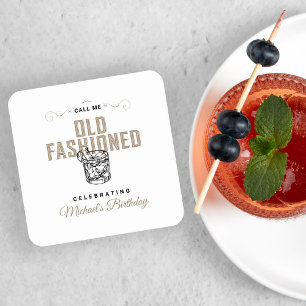 Noem me ouderwetse retro witte whisky verjaardag kartonnen onderzetters