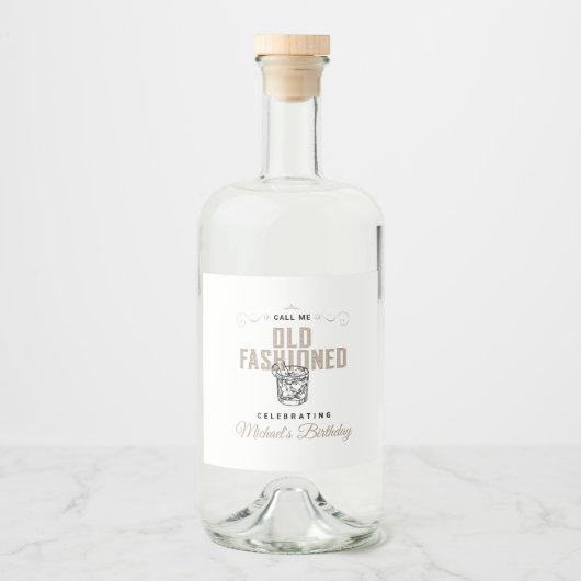 Noem me ouderwetse retro witte whisky verjaardag likeurfles etiket (Voorkant)