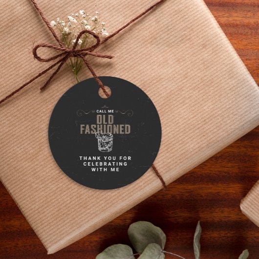 Noem me ouderwetse whisky cocktail verjaardag bedankjes labels