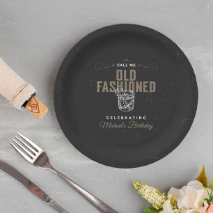Noem me ouderwetse whisky cocktail verjaardag papieren bordje
