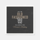 Noem me ouderwetse whisky cocktail verjaardag servet (Voorkant)