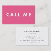 Noem me Roze Vette Moderne Visitekaartjes van het  (Voorkant / Achterkant)