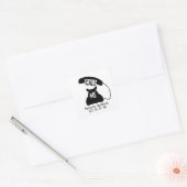 Noem me  telefoon zwart-wit vierkante sticker (Envelop)