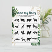 Noem mijn Baby Goud Safari Baby Shower Spel Kaart (Staand voorkant)