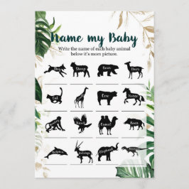 Noem mijn Baby Goud Safari Baby Shower Spel Kaart