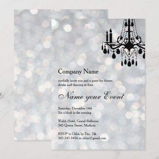 Noem uw Event Silver Grand Ballroom Kaart (Voorkant / Achterkant)