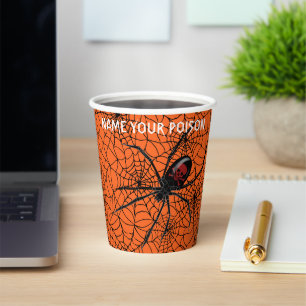 Noem uw Poison Black Widow Spider Halloween Webs Papieren Bekers