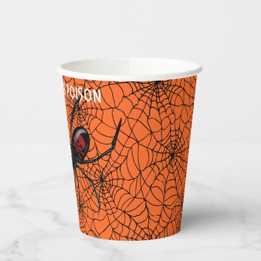 Noem uw Poison Black Widow Spider Halloween Webs Papieren Bekers (Links)