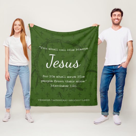 NOEM ZIJN NAAM JEZUS | De Groene Schrift van Kerst Fleece Deken (In situ)