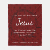 NOEM ZIJN NAAM JEZUS | Rode kersttekst Fleece Deken (Voorkant)