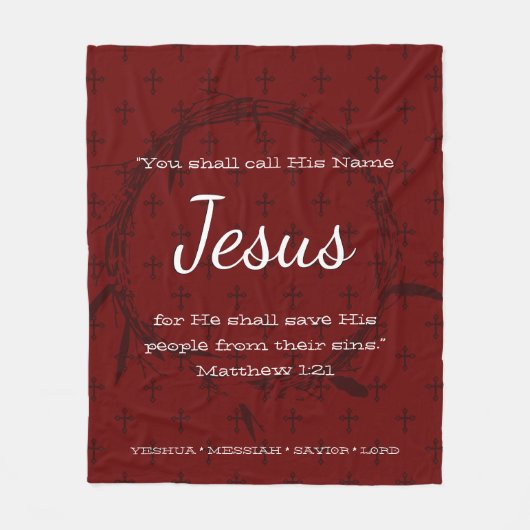 NOEM ZIJN NAAM JEZUS | Rode kersttekst Fleece Deken (Voorkant)