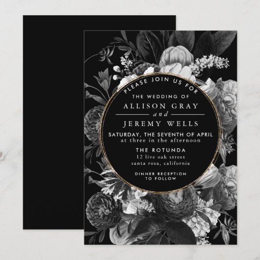 Noembrochure voor het huwelijk van zwarte en witte kaart (Voorkant / Achterkant)