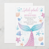 Noemverklaring van de partij Mermaid Birthday Pool Kaart (Voorkant / Achterkant)