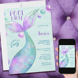 Noemverklaring van de partij Mermaid Birthday Pool Kaart