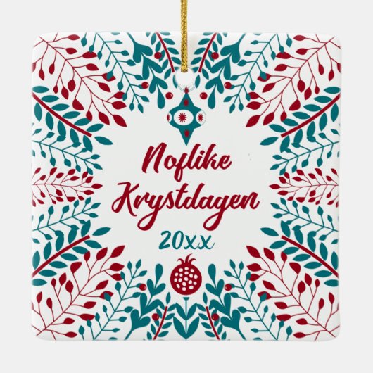 Noflike Krydag, West Frisian Merry Kerstmis Keramisch Ornament (Achterkant)