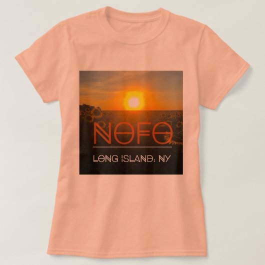 Nofo Long Island t-shirt met zonnebloemachtergrond (Design voorkant)