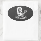 NOG DODE BEDANKT OM TE CONTROLEREN OVALE STICKER (Tas)