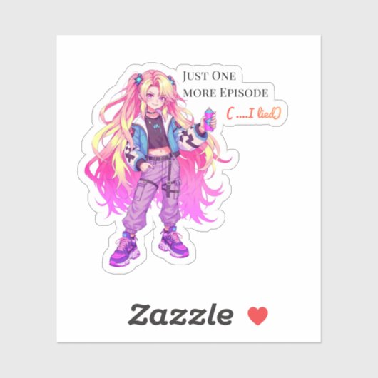 Nog één aflevering ( ... ik loog) Anime Sticker (Vel)