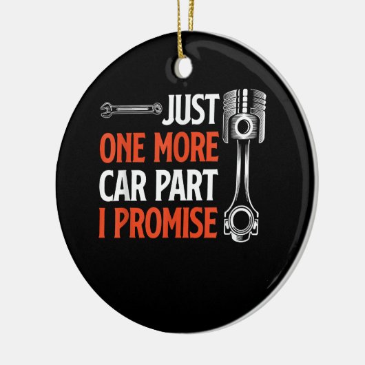 Nog één auto in mijn belofte - autoliefhebber keramisch ornament (Links)