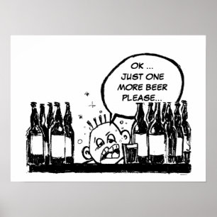 nog een biertje , koele drink cartoon poster