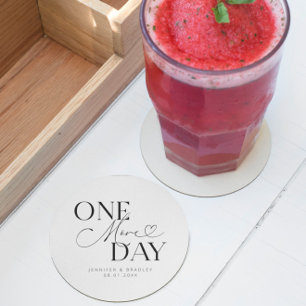 Nog een dag bruiloft repetitie wit ronde kartonnen onderzetter