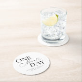 Nog een dag bruiloft repetitie wit ronde kartonnen onderzetter (Insitu)