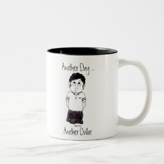 Nog een dag... een dollar.. tweekleurige koffiemok