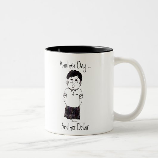 Nog een dag... een dollar.. tweekleurige koffiemok (Rechts)