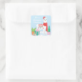 Nog een geweldige kerst | Santa Llama Vierkante Sticker (Tas)