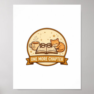 Nog één hoofdstuk — Cozy Book, thee en slapende ka Poster