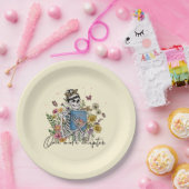 Nog een hoofdstuk Floral Skeleton Papieren Bordje (Feest)