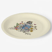 Nog een hoofdstuk Floral Skeleton Papieren Bordje (Gekanteld)