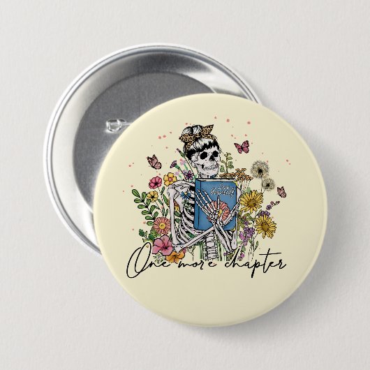Nog een hoofdstuk Floral Skeleton Ronde Button 7,6 Cm (Voorkant /achterkant)