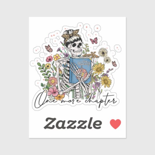 Nog een hoofdstuk Floral Skeleton Sticker (Vel)