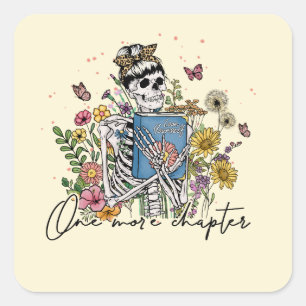 Nog een hoofdstuk Floral Skeleton Vierkante Sticker