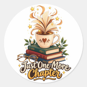 Nog Één Hoofdstuk Gezellige Koffie en Boeken Ronde Sticker