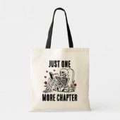 Nog Één Hoofdstuk Grappig Lezend Skelet Tote Bag (Achterkant)