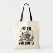 Nog Één Hoofdstuk Grappig Lezend Skelet Tote Bag (Voorkant)