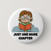Nog Één Hoofdstuk, Lezend Boekenwurm Ronde Button 5,7 Cm (Voorkant)