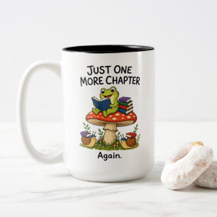 Nog Één Hoofdstuk Meer Cute Kikker Boek Liefhebber Tweekleurige Koffiemok